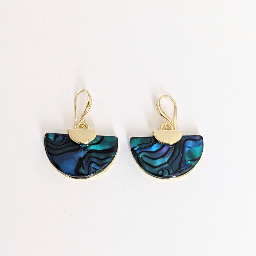 Stunning Blue and Gold Half-Moon Earrings